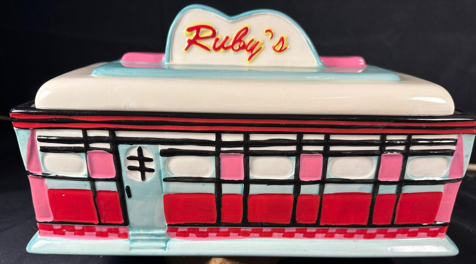 Retro Ruby's Roadside Diner W M G Cookie Jar and Matching Napkin Holder