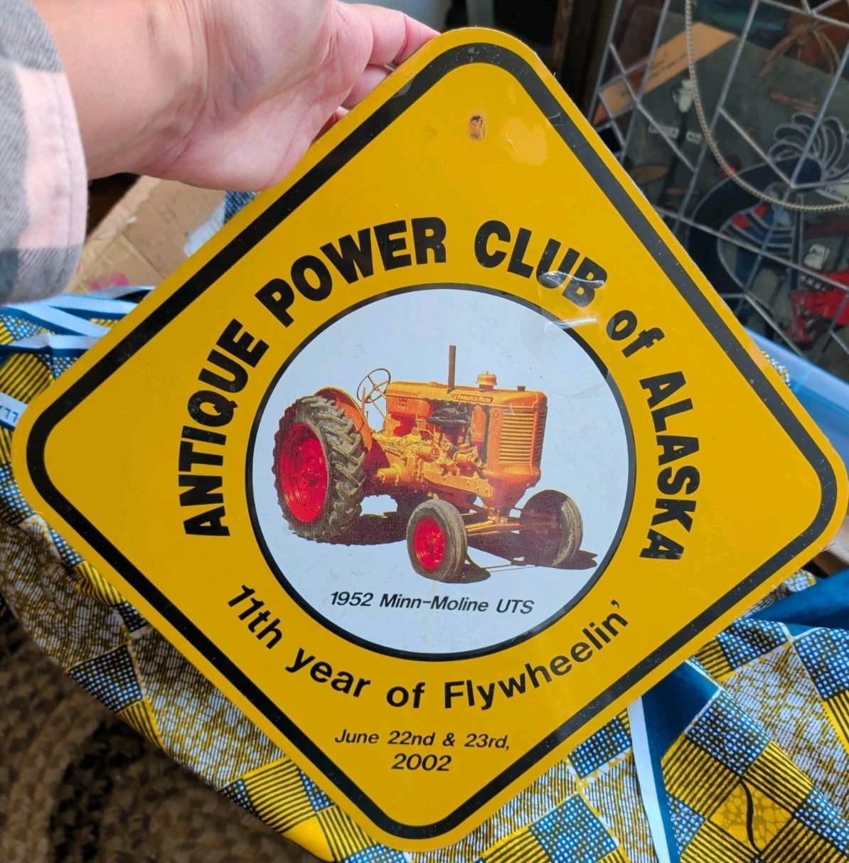 NOS Vintage Antique Power Club of Alaska Metal Advertising Sign 2002 Tractor 