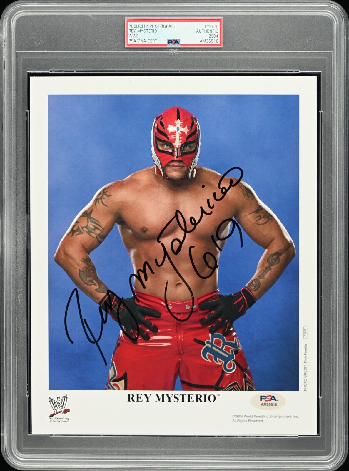 Rey Mysterio Jr 2004 WWE PSA Type 3 Vintage Publicity Photo & Authentic Auto