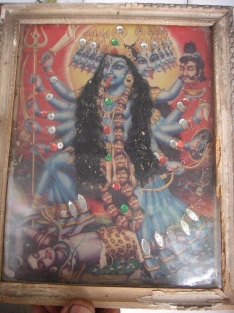 INDIA - OLD AND RARE BENGALI RELIGIOUS MAA KALI PRINTS IN FRAME 