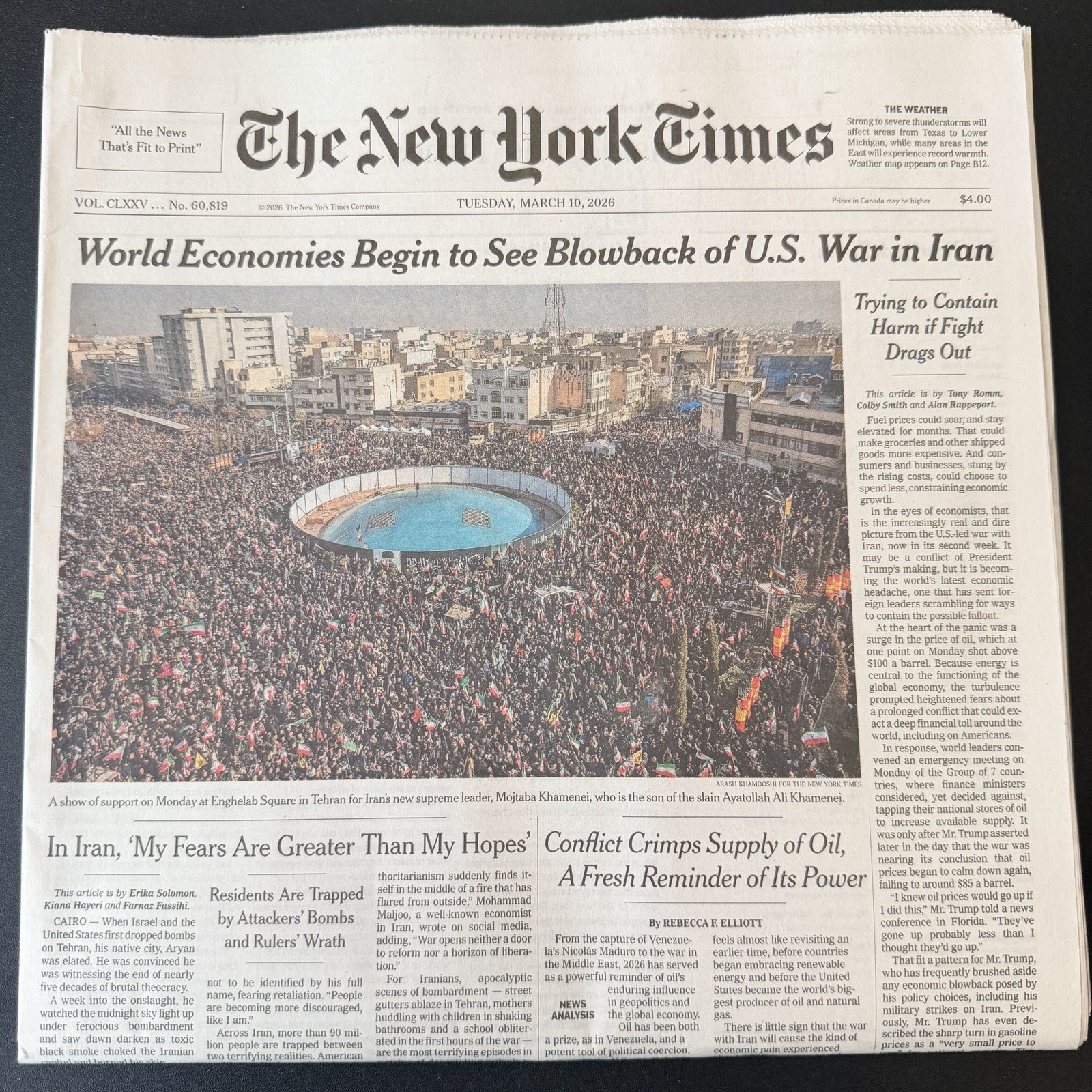 The New York Times Newspaper March 10 2026 World Economies Begin To See Blowback