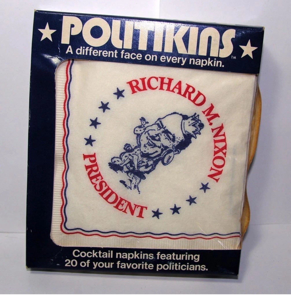 VINTAGE 1972 PATRIOTIC COMIC PRESIDENTIAL CAMPAIGN PAPER PARTY NAPKINS 3PKGS