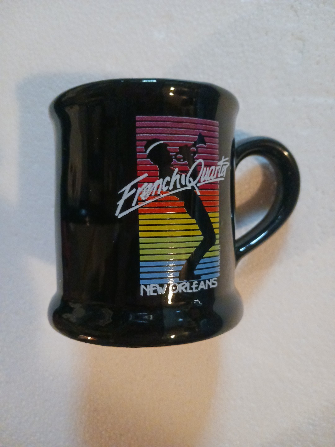 Vintage French Quarter New Orleans Horn Jazz Musician Black Coffee Mug