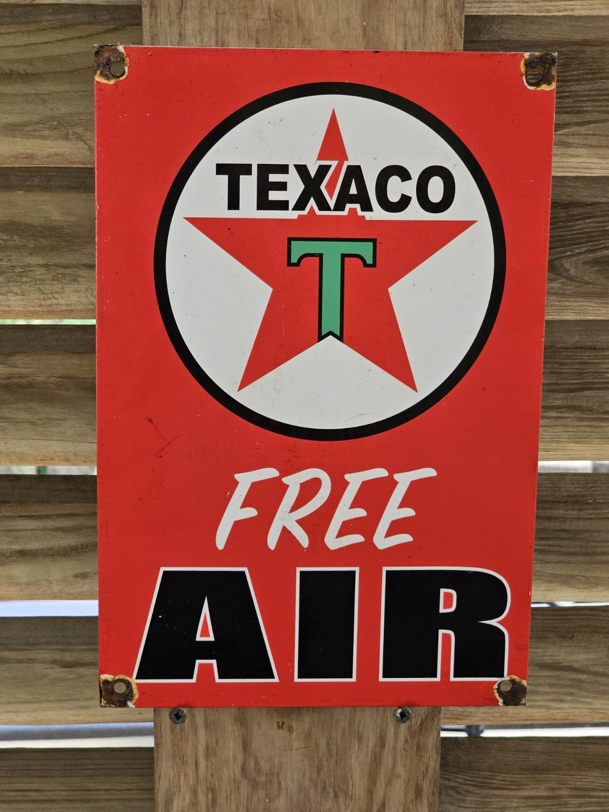 VINTAGE 1950\'S TEXACO FREE AIR PORCELAIN SIGN 12\
