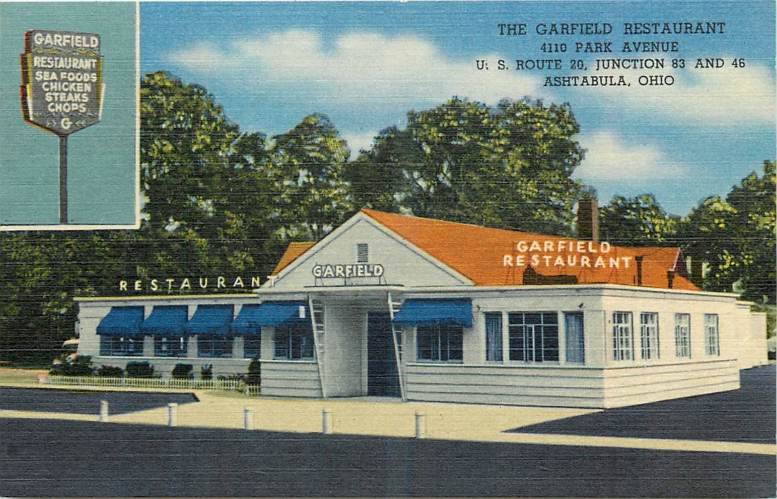 1940s Ashtabula Ohio Garfield Restaurant Teich occupation postcard 26-4719