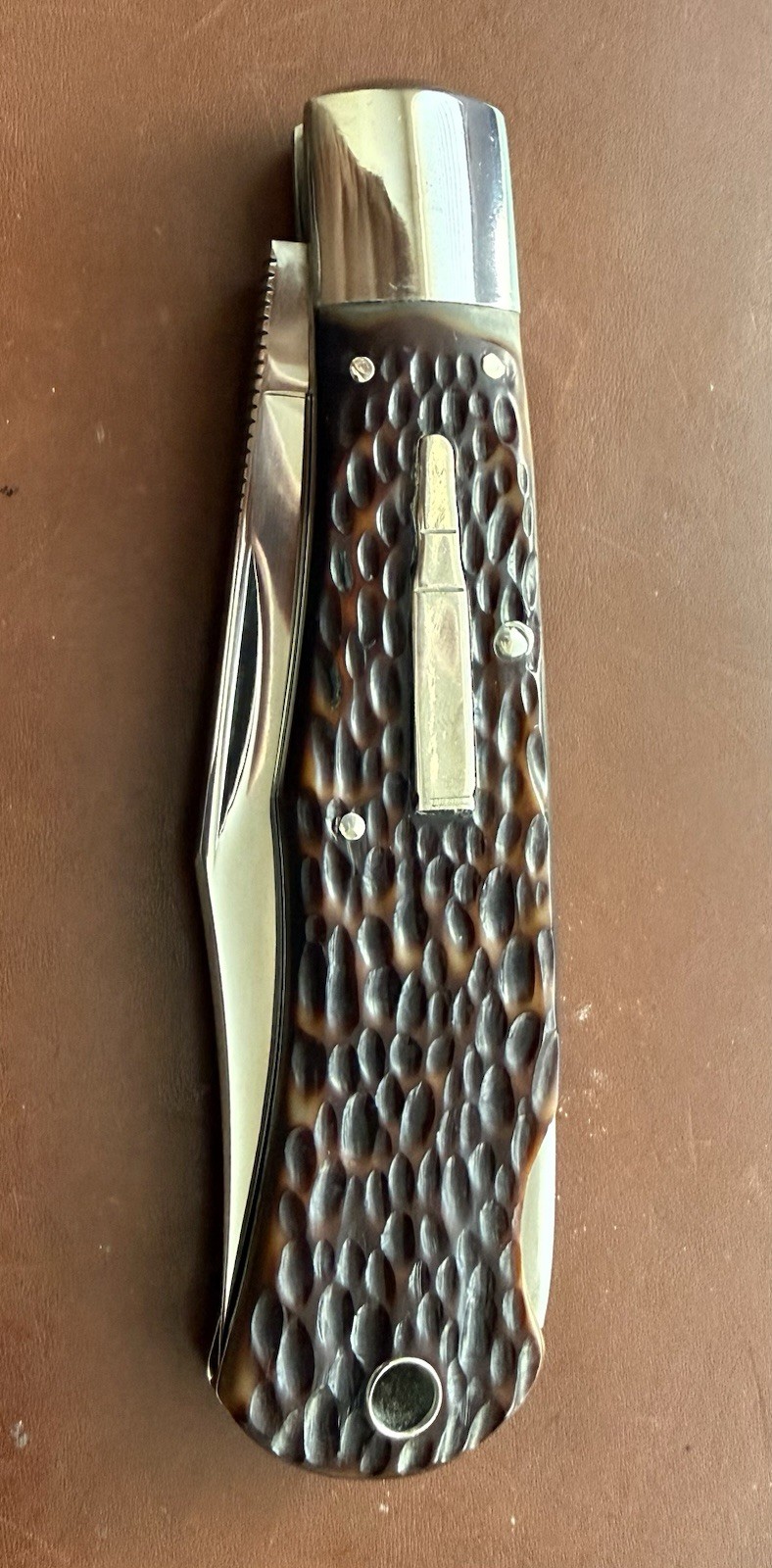 Bowen Knife 1976 Vintage R1306 Bullet Lockback with Jigged Delrin  Handle