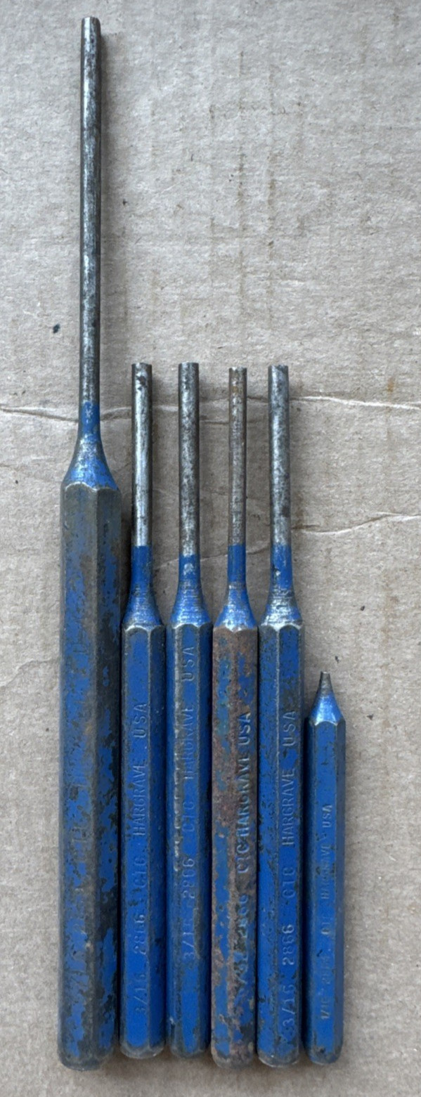 Vtg HARGRAVE Cincinnati Tool Company (CTC) Punches 2869 (1) 2866 (4) 2884 (1) US