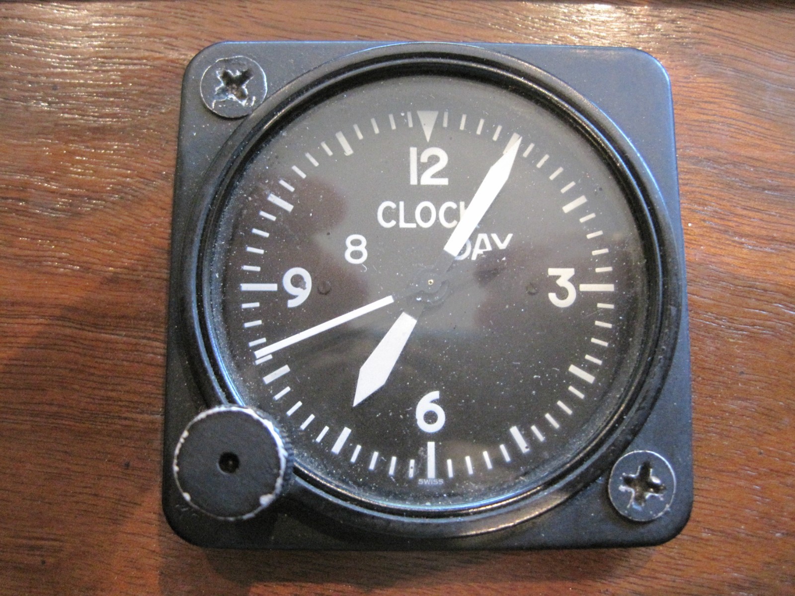 8-Day Aircraft Cockpit Clock in Walnut Presentation Case for Display Only