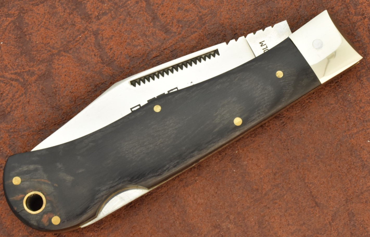 VINTAGE IXL GEORGE WASHINGTON JAPAN BLACK WOOD JUMBO LOCKBACK KNIFE (29283)