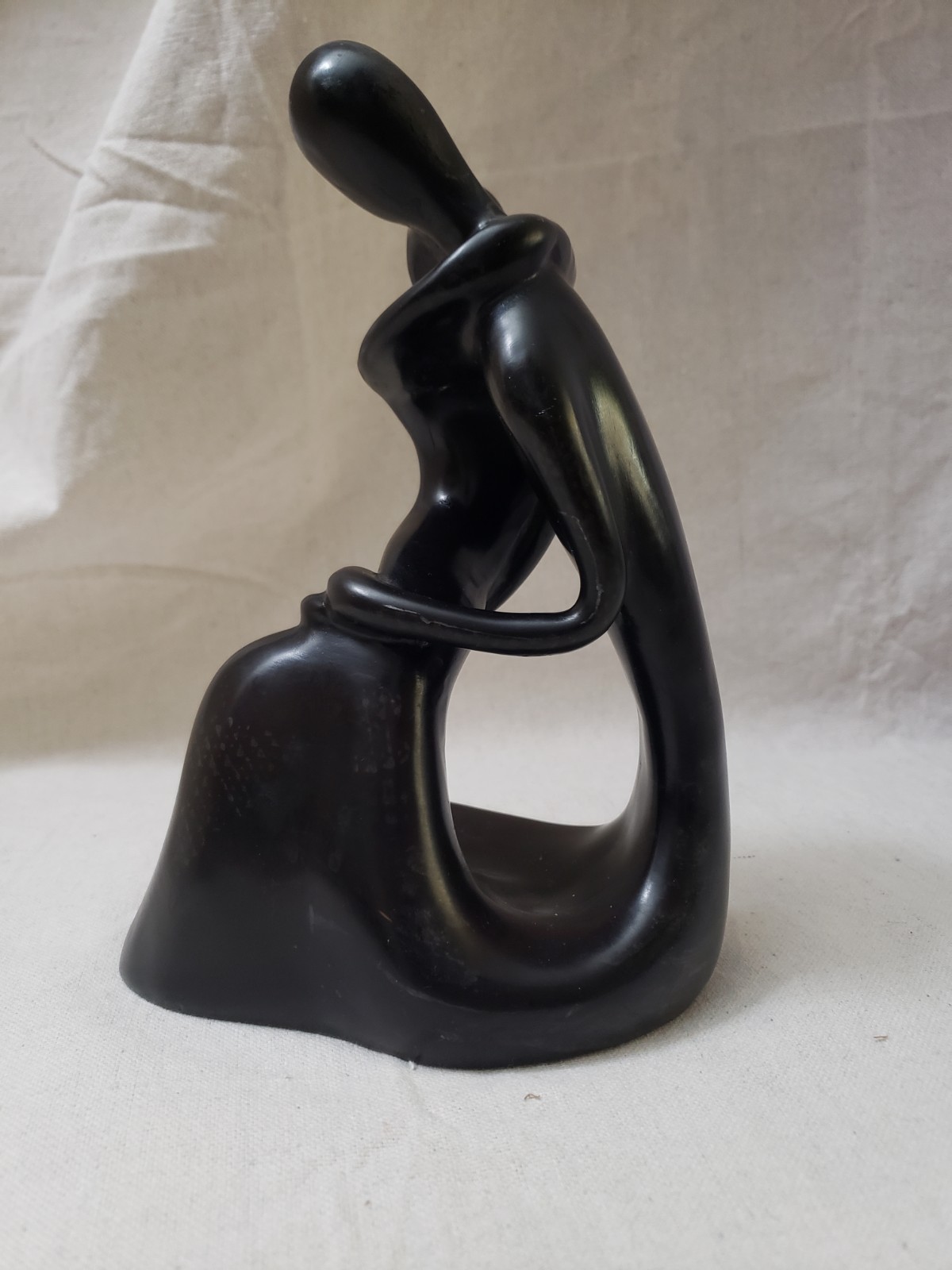 Vintage Modernist Parent Child Molded Resin Figurative Sculpture 9\
