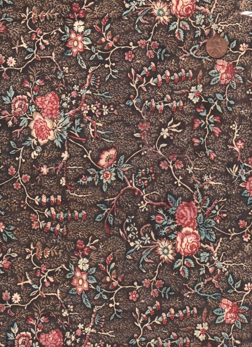 Antique 1870 Trailing Vines and Flowers Fabric