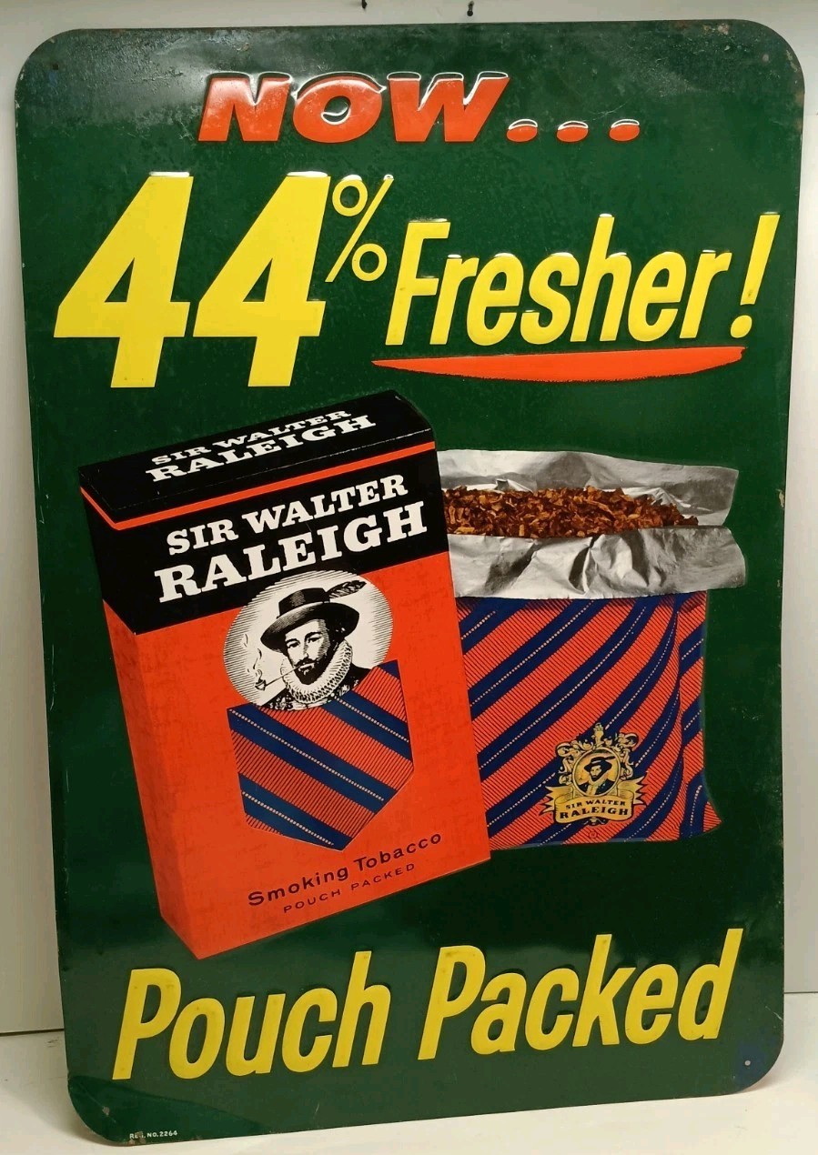 Sir Walter Raleigh Sign Metal Pipe Tobacco Cigarette Large 16 1/2