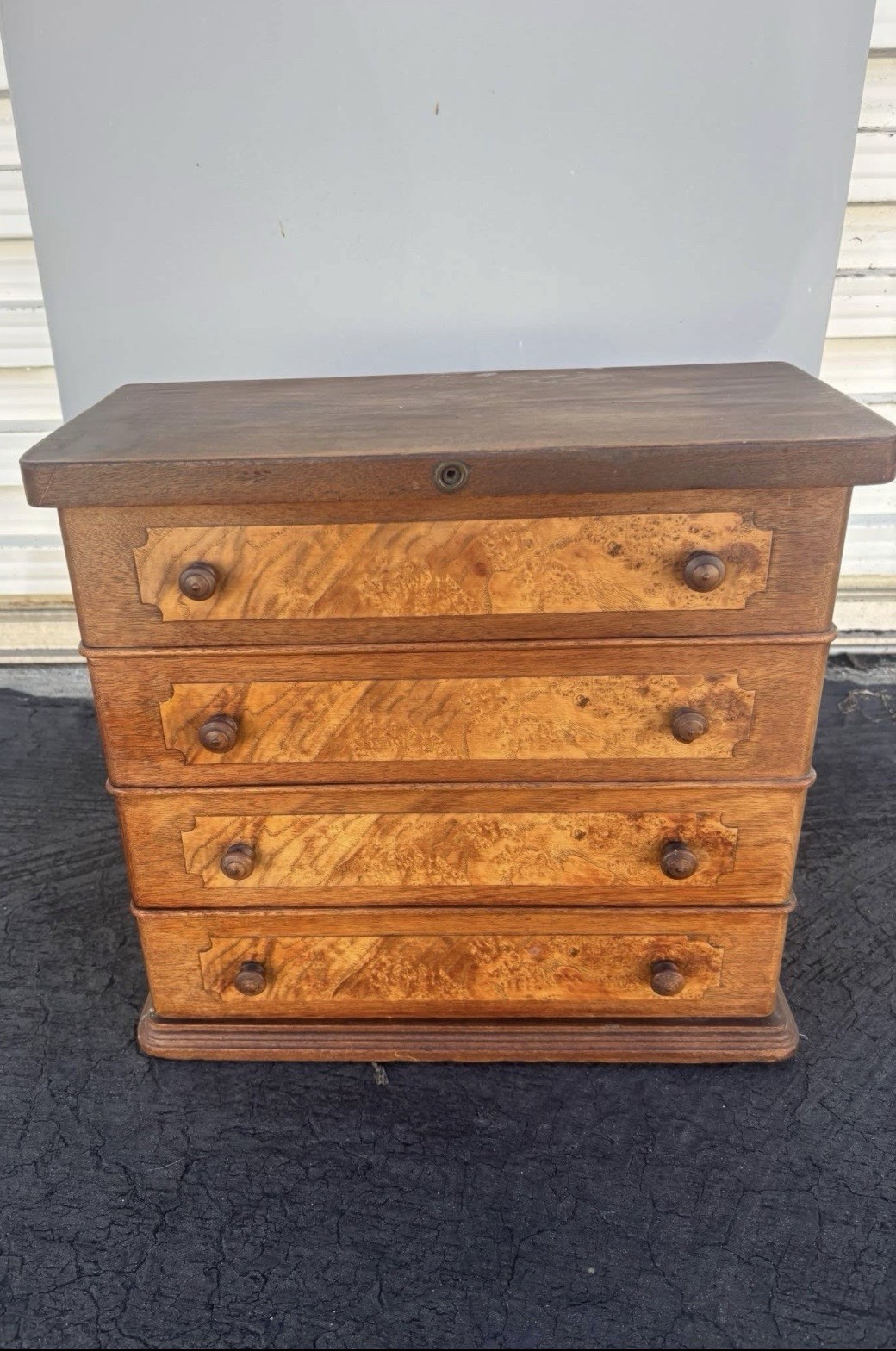 Antique 19th Century Miniature Wooden Chest
