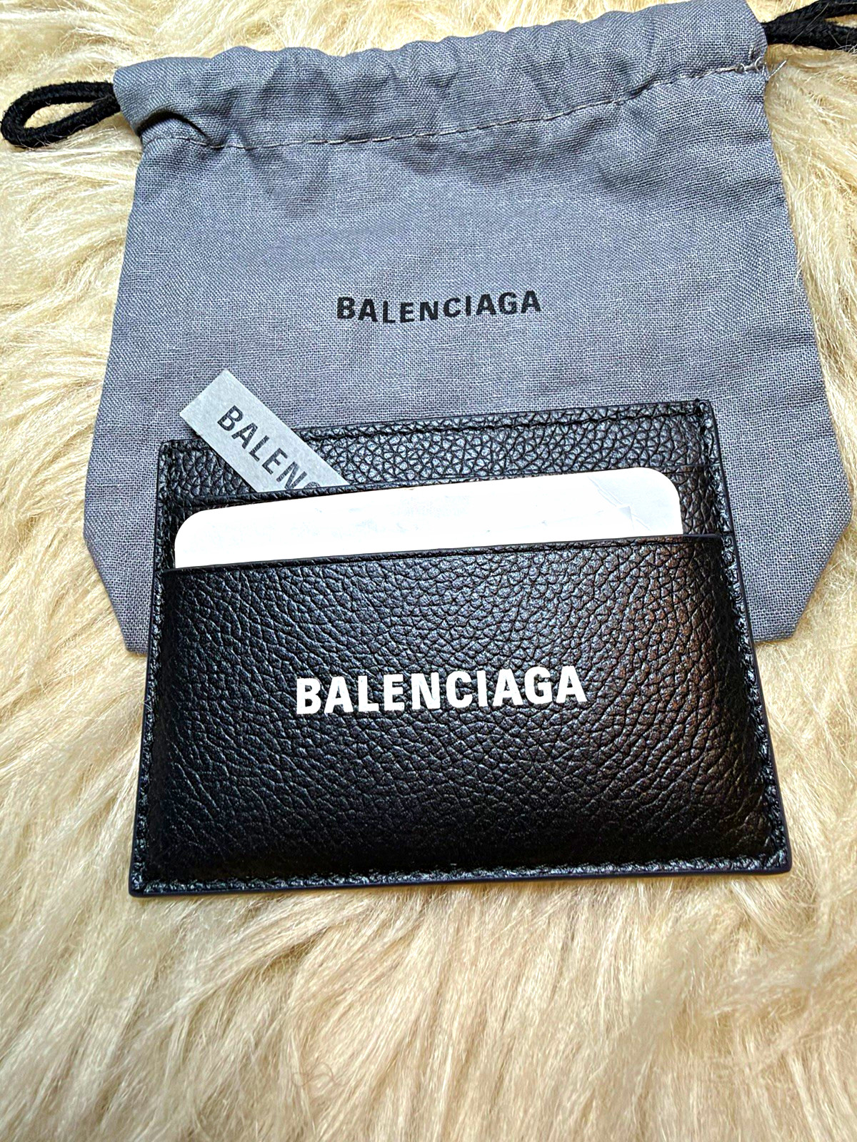 Balenciaga Cash Logo Leather Card Case  with Dust Bag