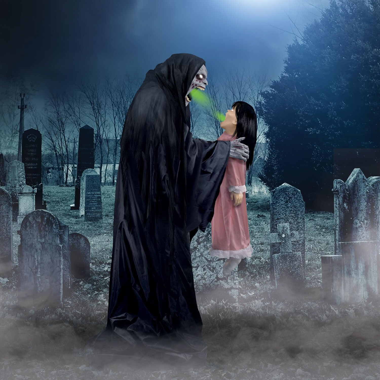 Haunted Hill Farm Soul Sucker Demon Reaper w/ Child Halloween Animatronic