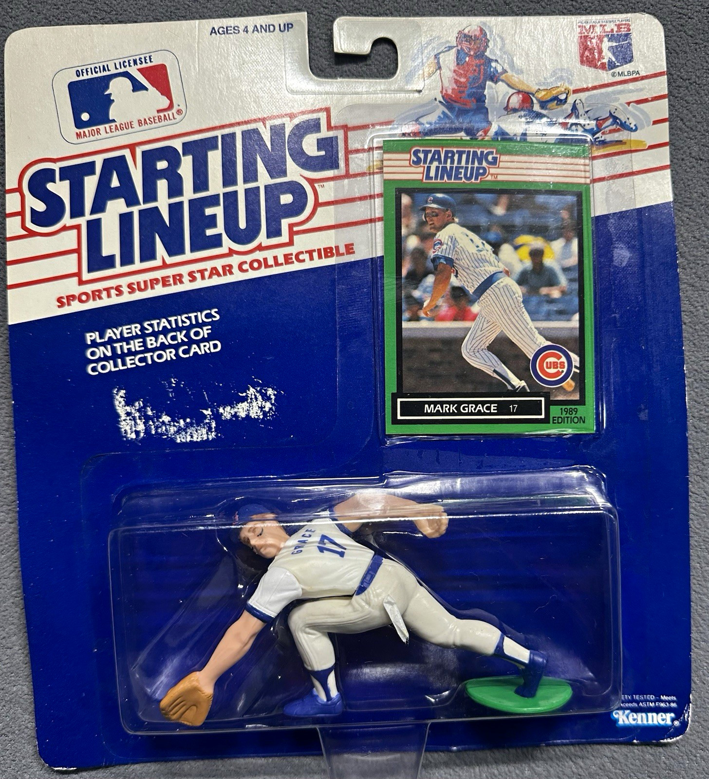 Kenner Starting Lineup Mark Grace #17 1989 Edition Figure w/ Collector Card