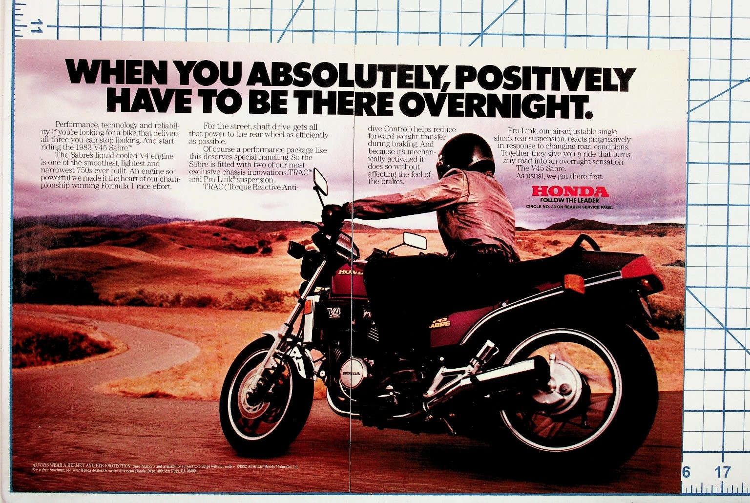 1982 Honda V45 Sabre Motorcycle Vintage Original Magazine Ad Ephemera