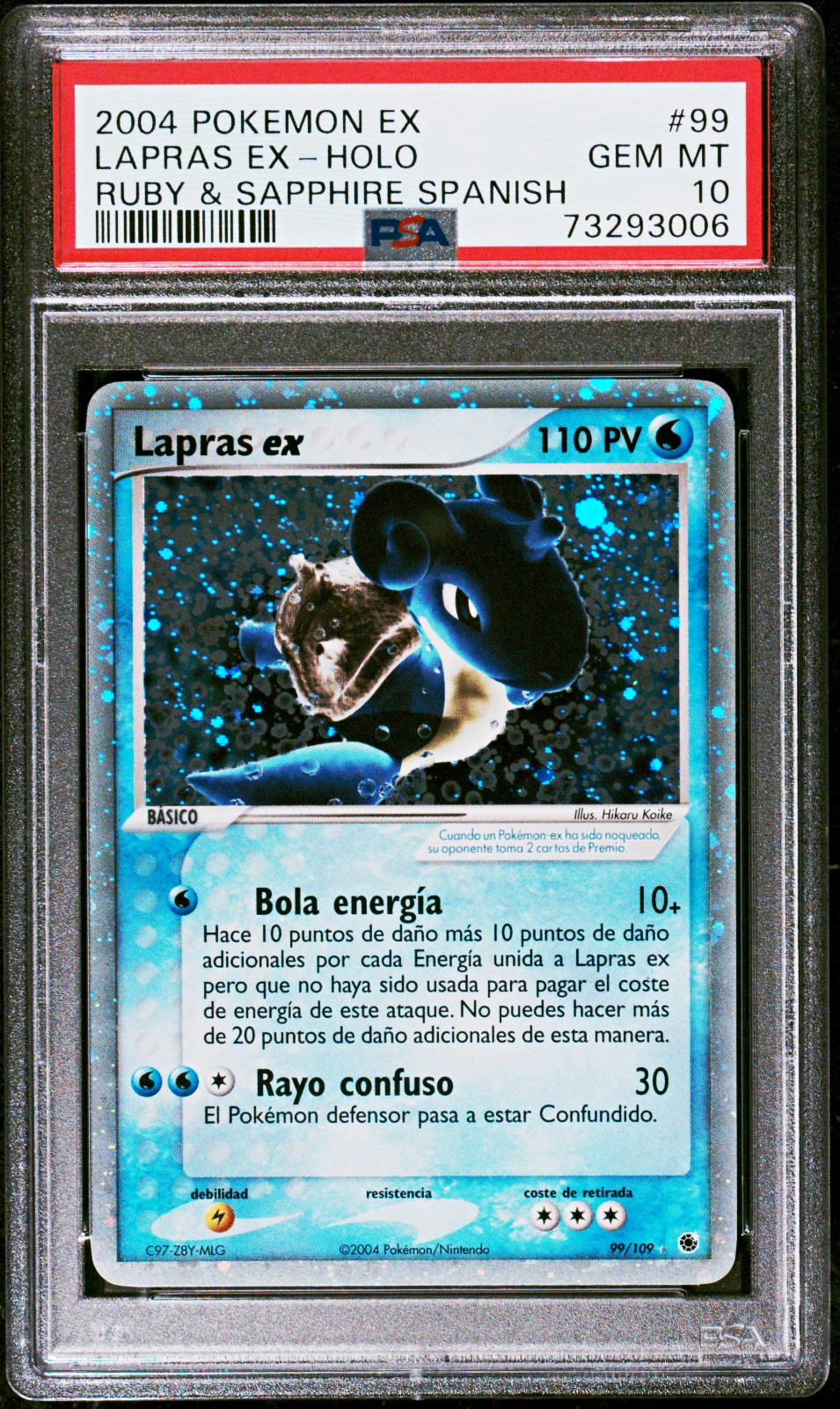 Pokémon 2004 EX Ruby & Sapphire Lapras ex Holo 99/109 Spanish PSA 10