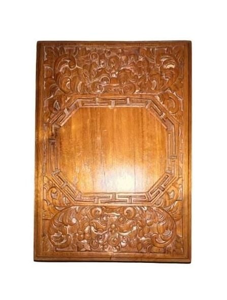 Vintage Hand Carved Rosewood Decorative Box w/Traditional Motifs on Lid