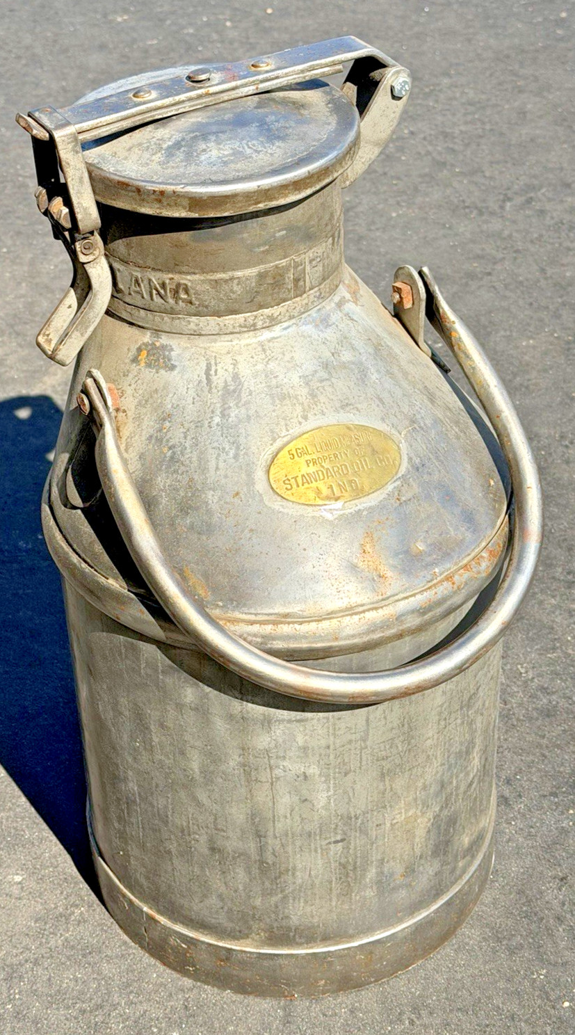 Vintage Standard Oil Co Indiana 5 Gallon Liquid Measure Can Embossed Neck