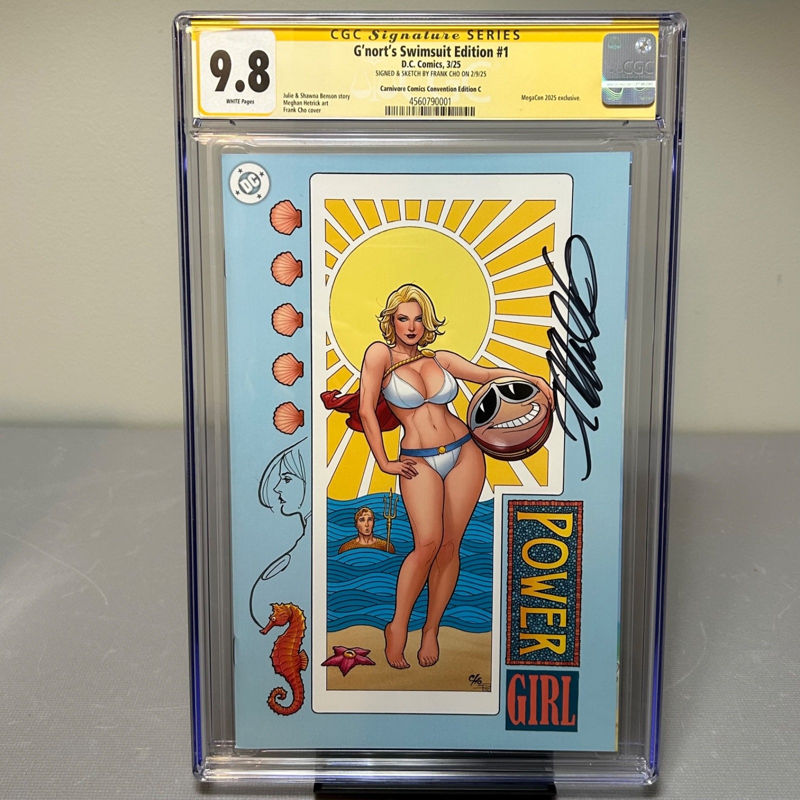 POWER GIRL #1 G'NORT'S SWIMSUIT EDITION REMARQUED & SIGNED BY FRANK CHO CGC 9.8