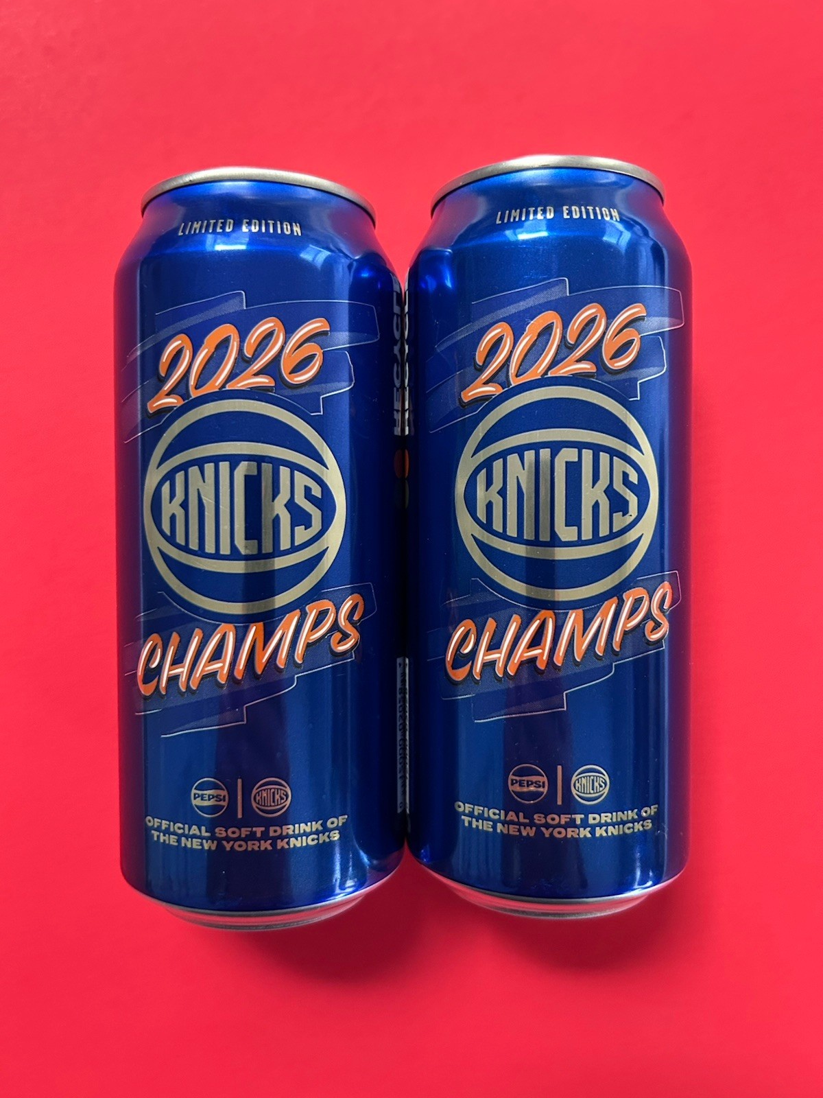 2 Pepsi NEW YORK KNICKS 2026 Champs Full Unopened 16oz Cans