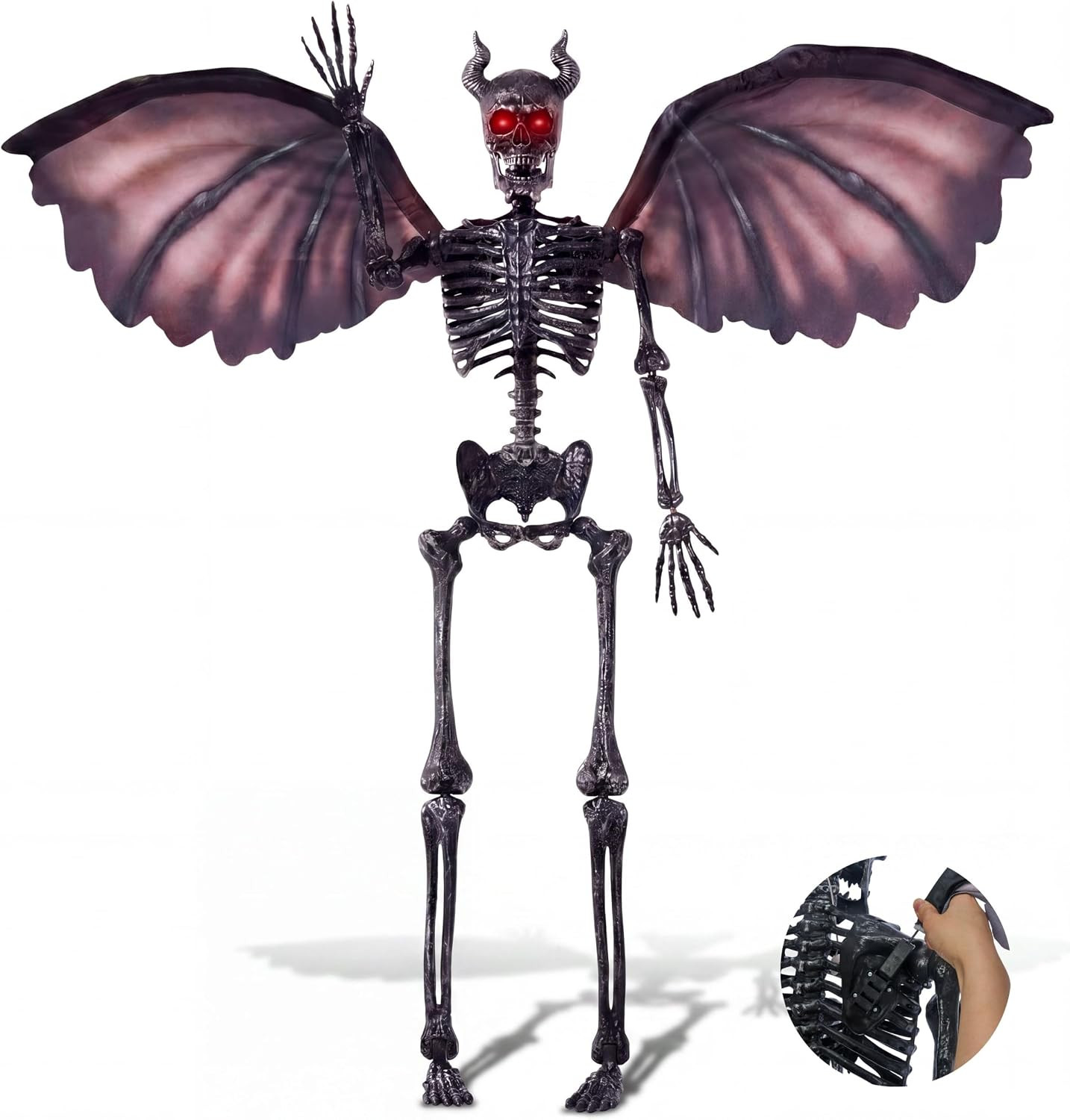 5FT Devil Skeleton Halloween Decor Posable Life Size Realistic Haunted House