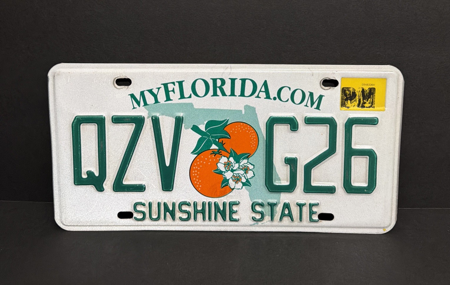 FLORIDA PERMANENT LICENSE PLATE — QZV 🍊 G26 — SUNSHINE STATE