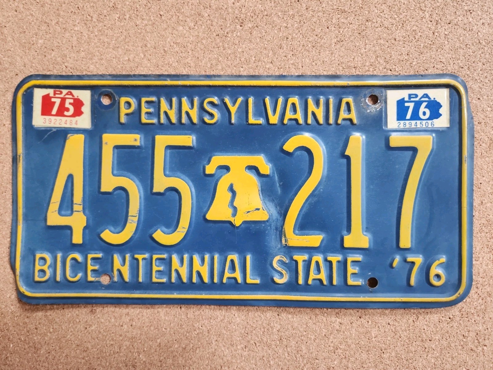 Pennsylvania Vintage 1975-76 Bicentennial License Plate 76’. 192-99L