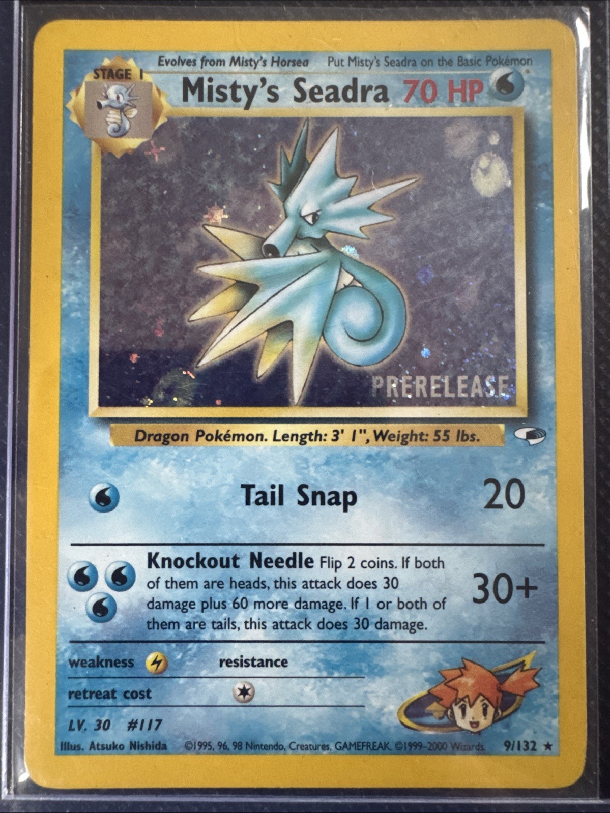 Pokémon TCG Card - Gym Heroes Misty\'s Seadra Pre-Release Holo Promo Card #9/132