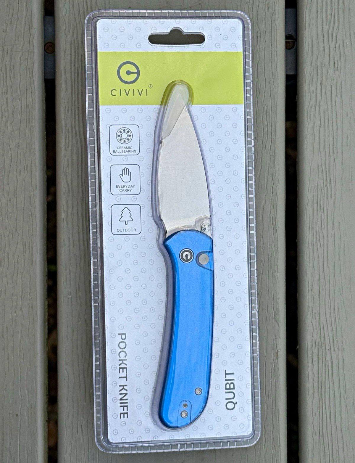 CIVIVI Qubit Blue Aluminum Pocketknife Stainless Plain Drop Point Manual Clip