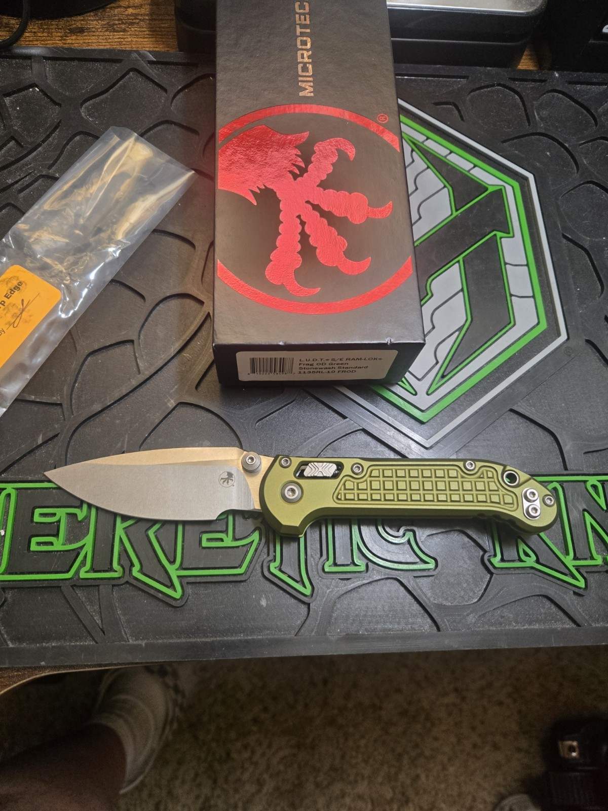 Microtech RAM-LOK Manual Stonewash M390 OD Green Frag 1135RL-10 FROD