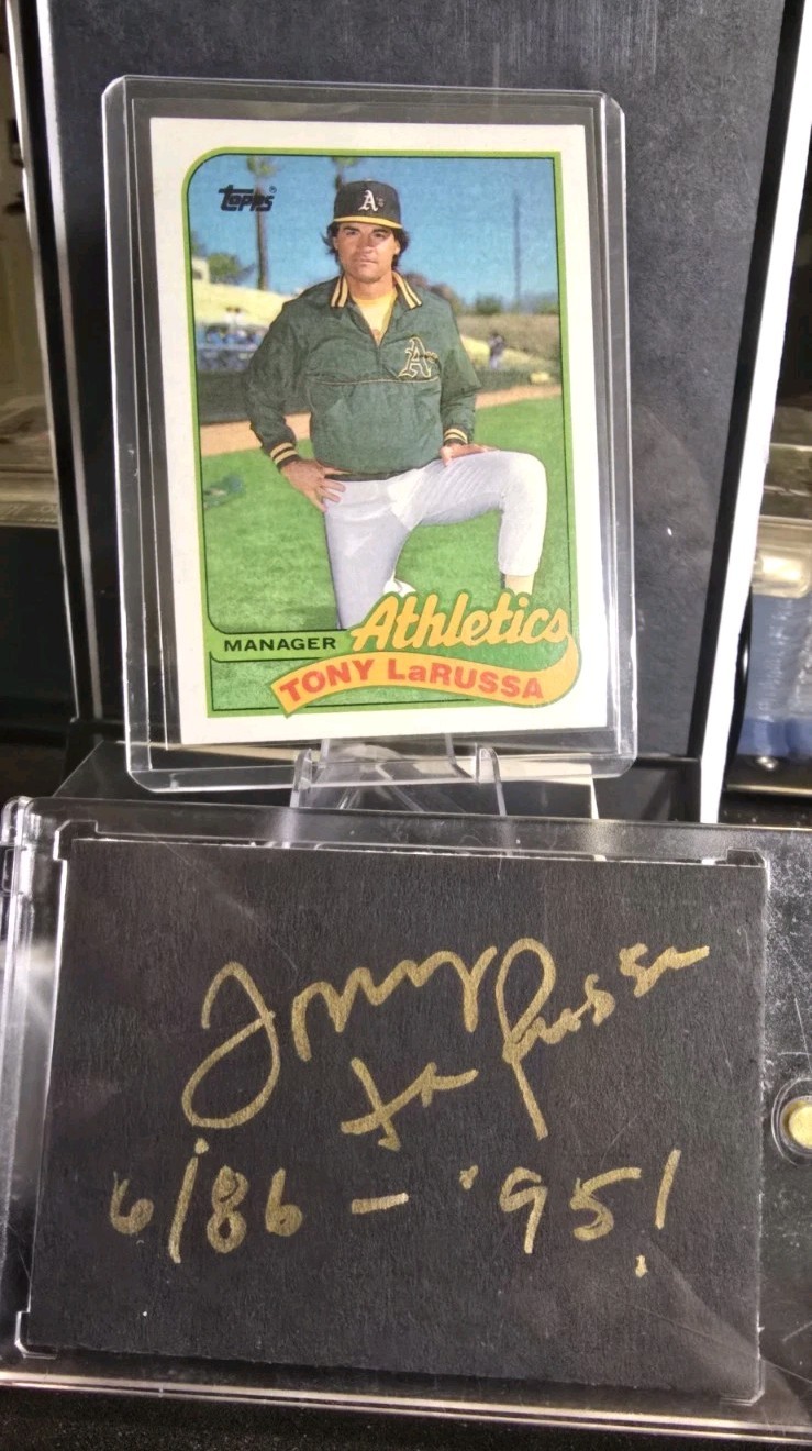 ​Tony LaRussa Signed Cut Autograph + 1988 Topps #344 Oakland A\'s HOF Manager Lot