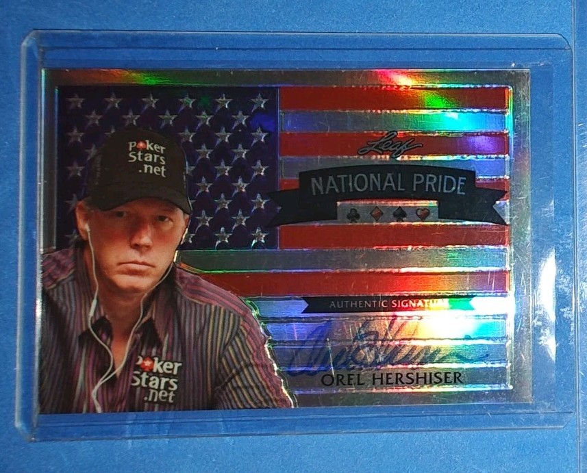 Leaf Metal Poker USA National Pride Orel Hershiser Auto Rare #d 19/25 Refractor