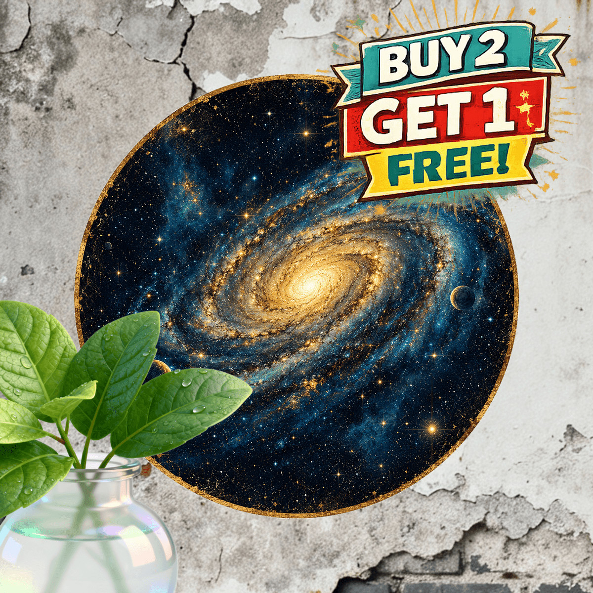 inch andromeda galaxy space themed round predrilled
