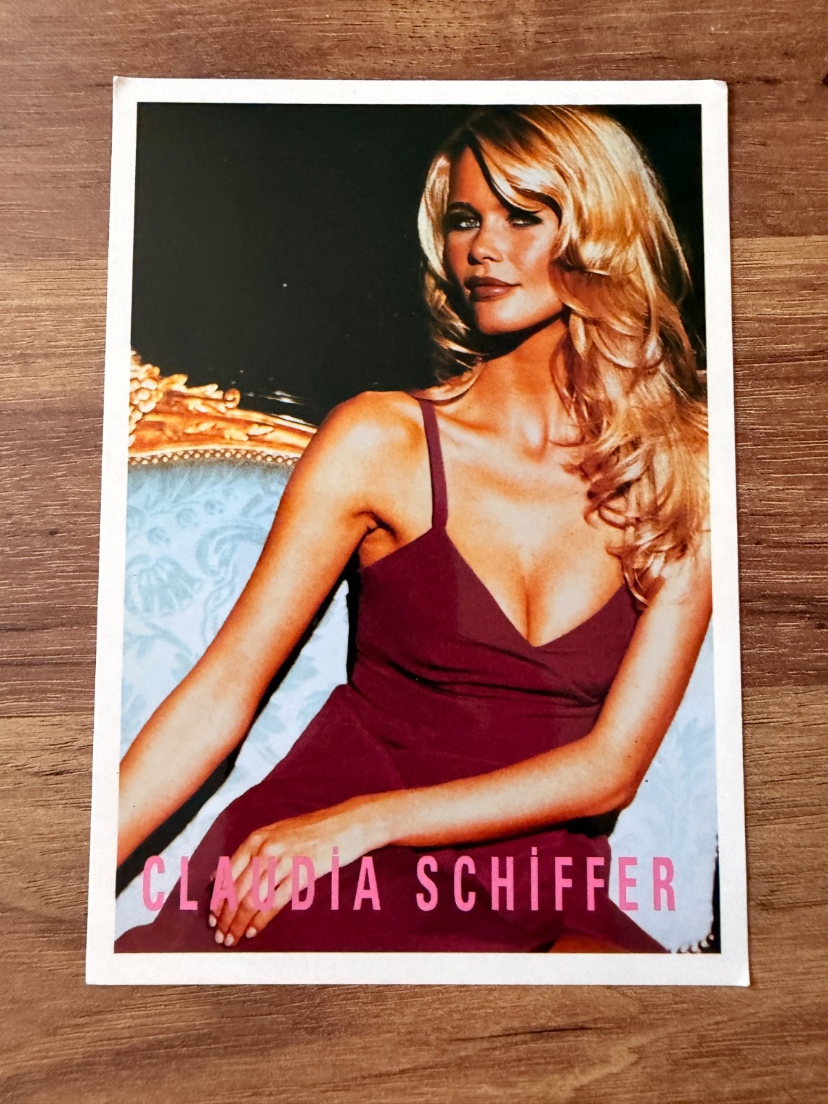 Claudia Schiffer Vintage Turkish Collectible Postcard Rare 1990s Supermodel