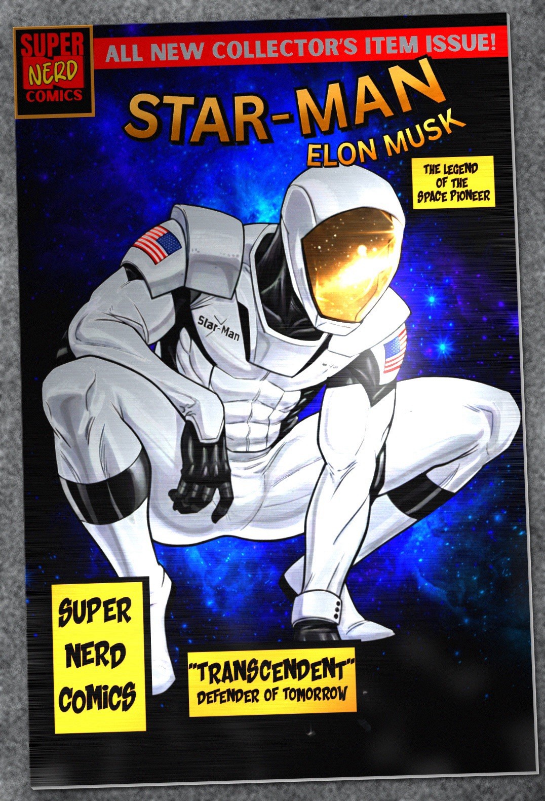 Elon Musk Star-Man Spider-Man 1 Homage Comic Silver Metal Cover Original Rare