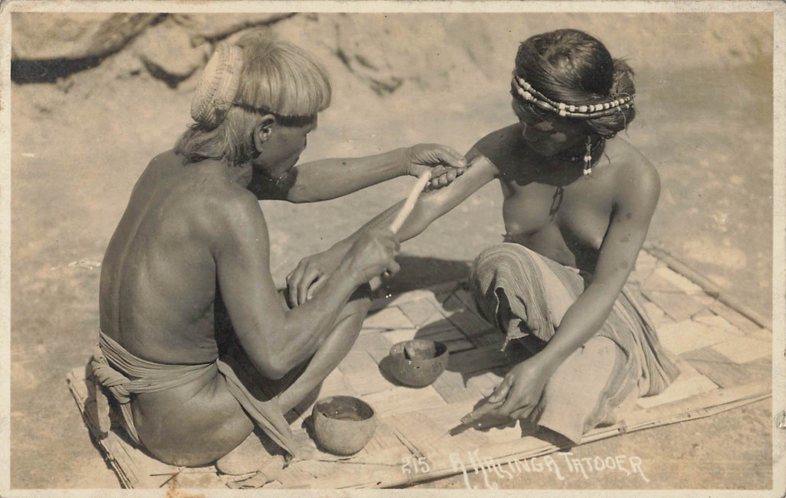 1910s Philippines Kalinga Tattooer Traditional Tattooing RPPC Photo Postcard