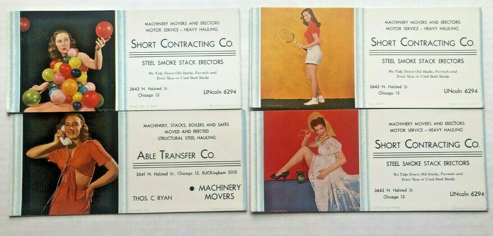 4 1960's Pinup Girl Advertising Blotters w/ Photographs of Women