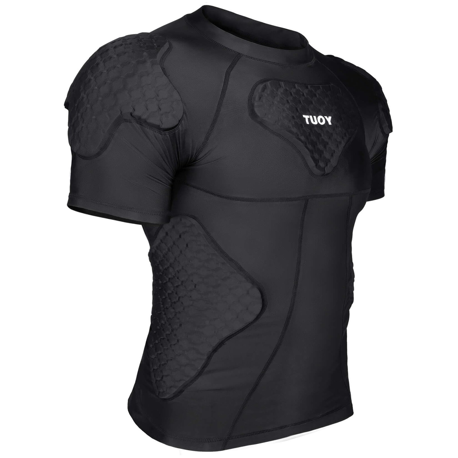 TUOY Football Rib Chest Protector Shirt Padded Compression Shirts 6 Pads Adult