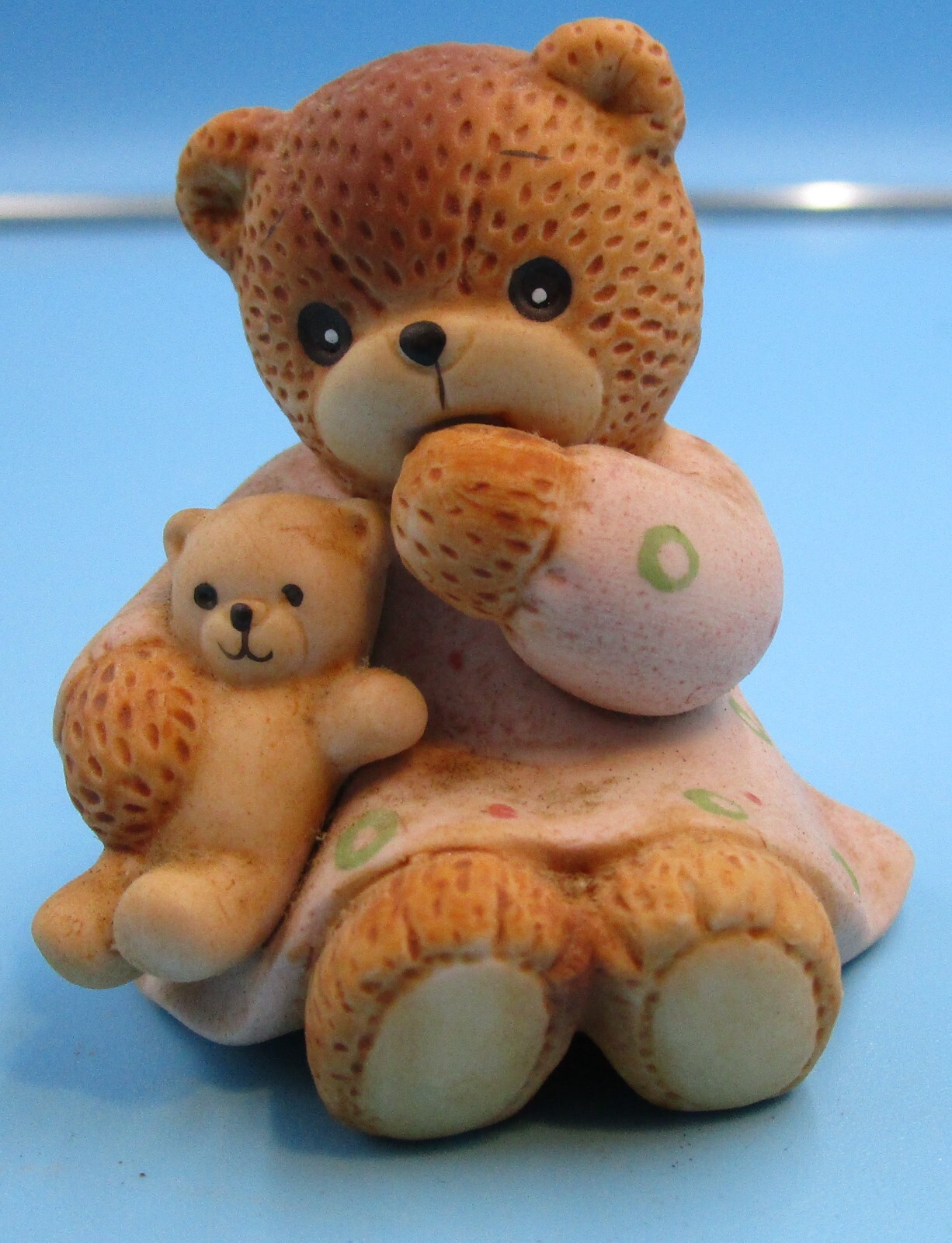 1985 ENESCO LUCY RIGG  LUCY & ME BEAR FIGURINE -LITTLE GIRL BEAR WITH BABY BEAR