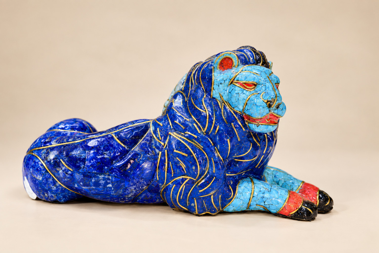 Egyptian Handmade Lion Statue Lapis Lazuli