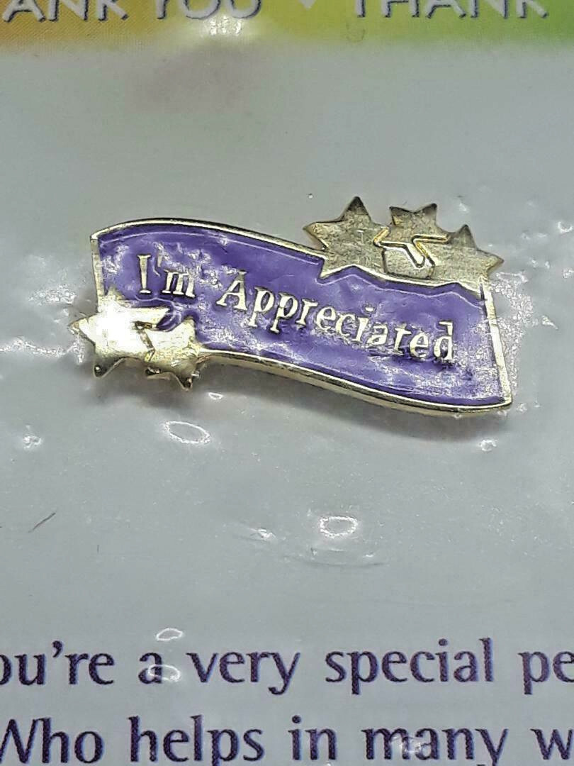 Vintage I\'m Appreciated Stars Lapel Hat Pin Thank you On Card ~ Ships FREE Vintage I\'m Appreciated Stars Lapel Hat Pin Thank you On Card ~ Ships FREE