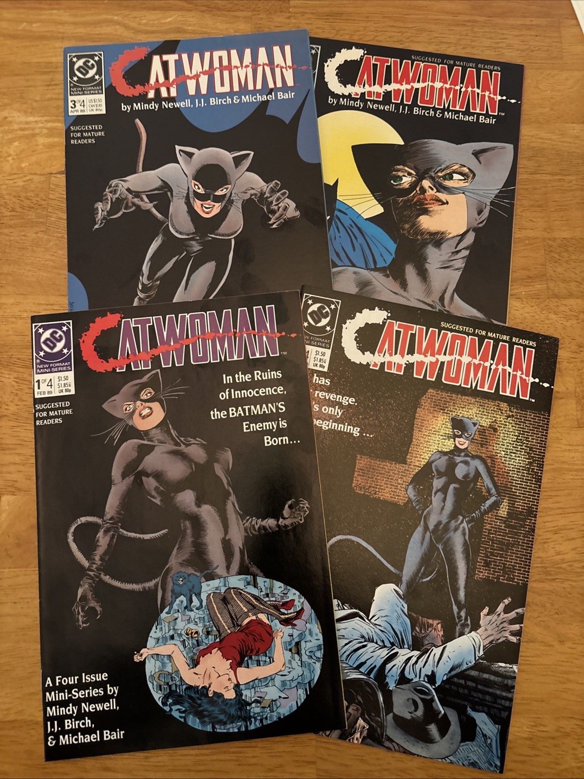 DC Comics Catwoman #1-4 Copper Age 1989 Catwoman Batman Mini-Series Lot.