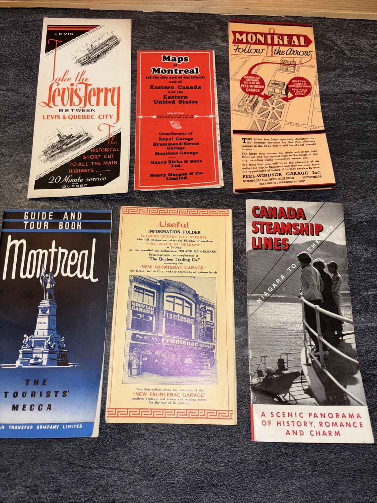 Vintage Canada Levi’s Ferry Montreal Frontenac Garage Steam Travel Brochure Lot