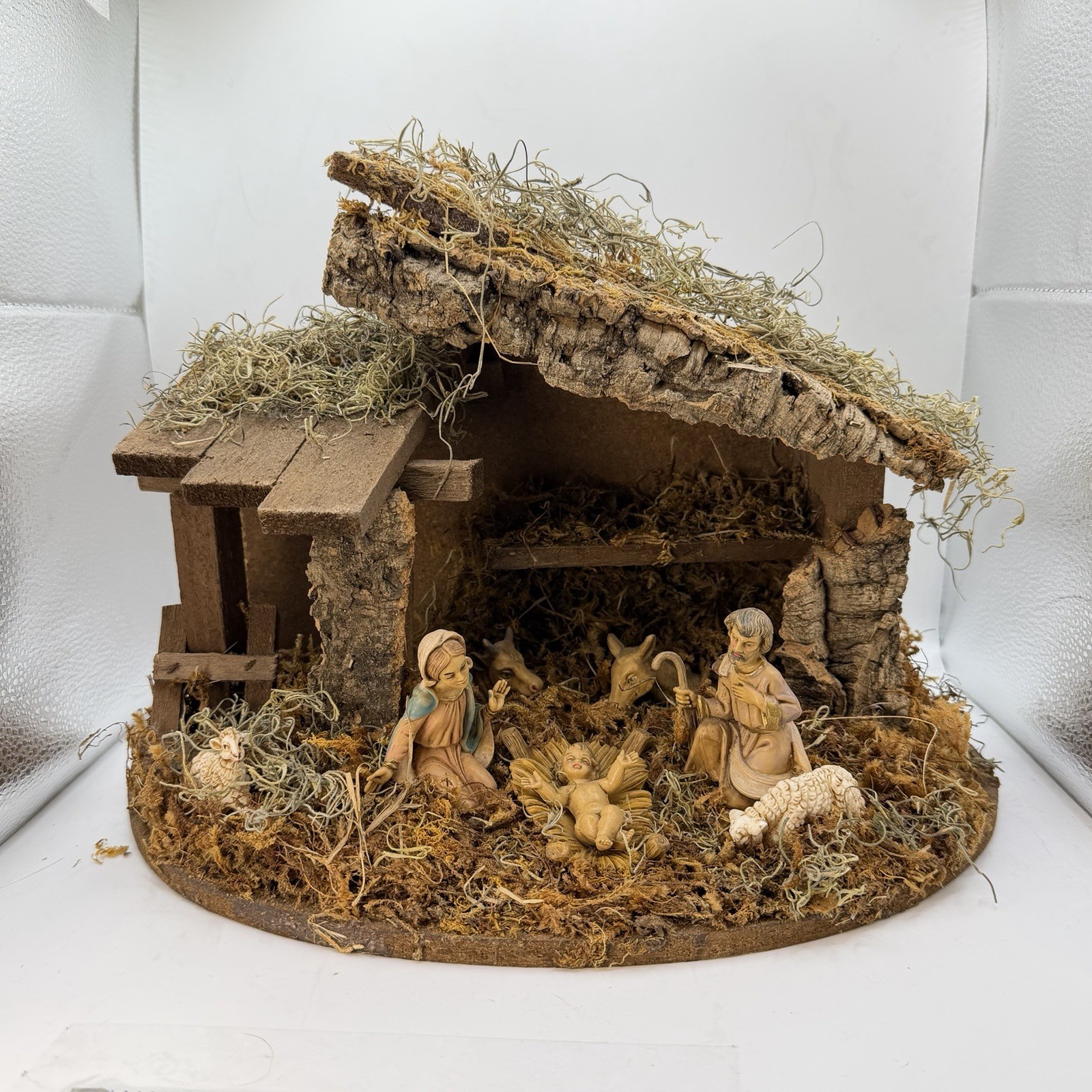 Vintage Fontanini Italy 7 Pc NATIVITY & CRECHE Baby Jesus Mary Joseph Retired