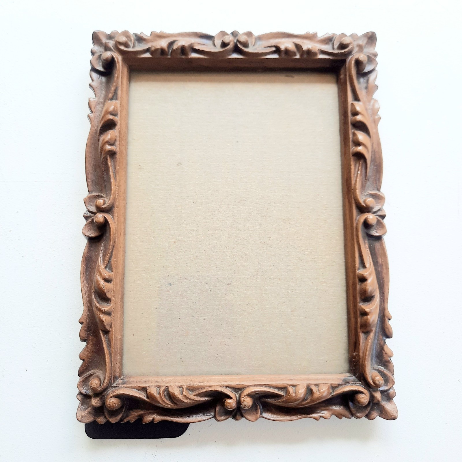 Vintage 1973 IIC Baroque Faux Carved Wood Brown Photo Frame 5x7\