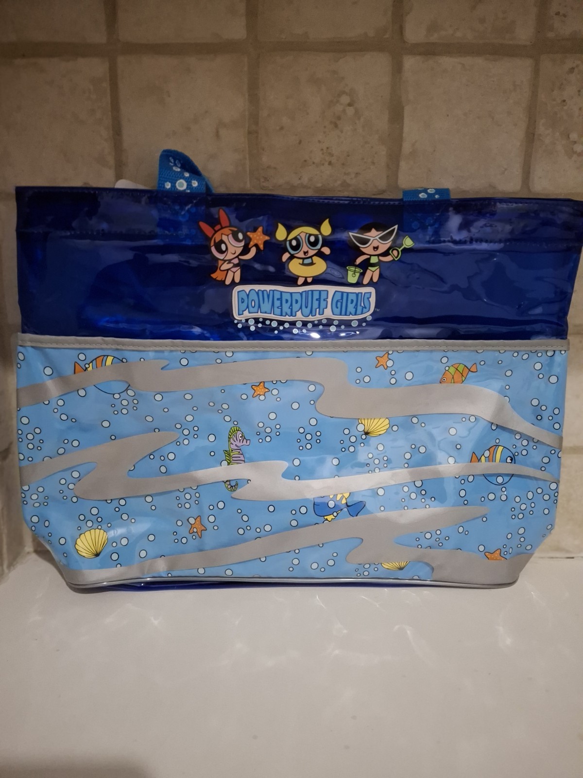 Y2k Vtg The Powerpuff Girls Large Clear Blue Beach Tote Bag Vacatio Vintage RARE