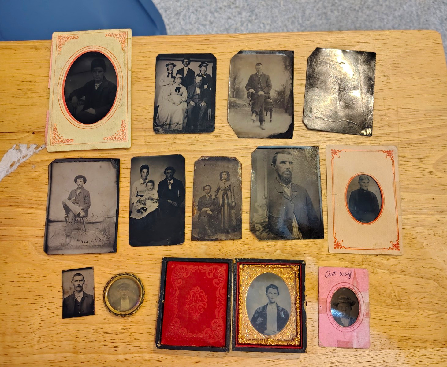 Antique 13pc Tintype &Daguerreotype Photo Lot Victorian Cased Portrait Id’d Name