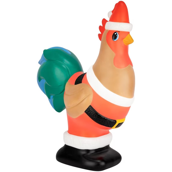 Lighted Blow Mold Rooster Indoor/Outdoor Christmas Decoration, Multicolor, 22.5\